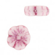 Czech flower bead 9mm White fuchsia 03000/54321